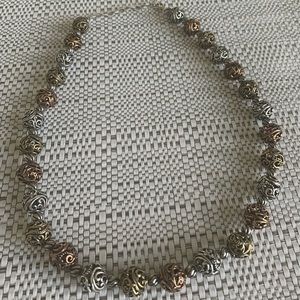 Carolyn Pollack Sterling carved bead necklace 22 inches
